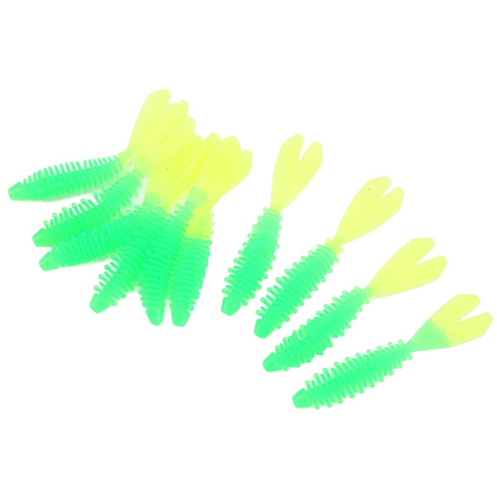 10Pcs Fishing Soft Lures Double Tails Design Soft Vivid Lifelike Appearance Spiral Stripe Fishing Lures for FishingD