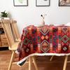 Prostokątne obrusy w stylu boho Czerwone wzory z naszywkami Żakardowy obrus na Boże Narodzenie Halloween Kolacje Przyjęcia urodzinowe Wystrój weselny