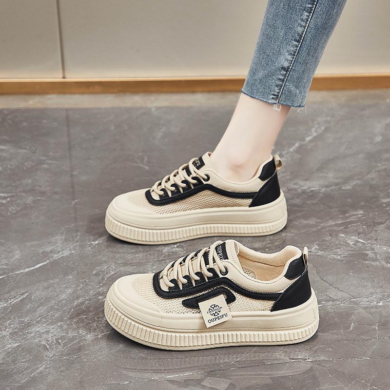 Thick-soled heightening little white shoes women's new versatile empty mesh shoes in summer 2025 student mesh breathable casual shoes