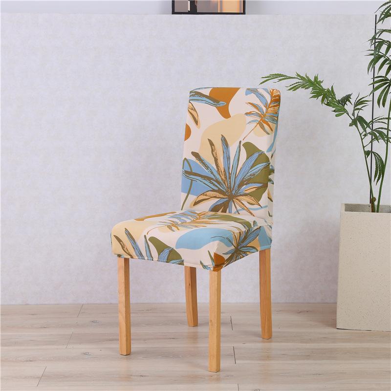 Printed Elastic Chair Cover, Household Hotel Four-Season Dining Chair Cover, Flower Leaf [Factory Price]