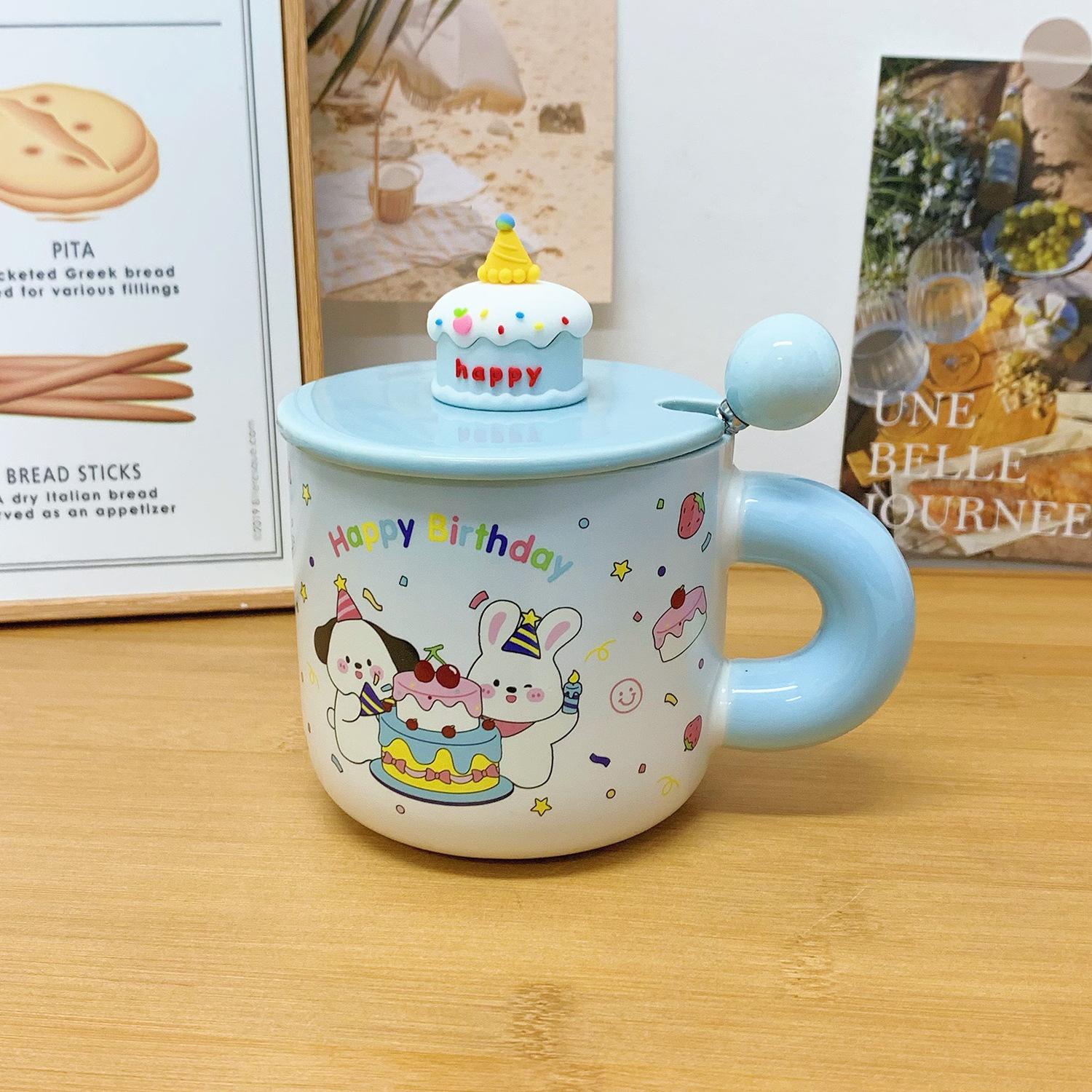 

Birthday Cake Mug Cute Cup Ceramic Water Cup Couple Giving Girlfriend Birthday Gift Souvenir Gift
