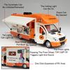 1:32 Cartoon Bear RV Model Toy Car Alloy Diecast Doors Opened Sound Light Pickup Truck Models Pull Back Collection Kids Gifts