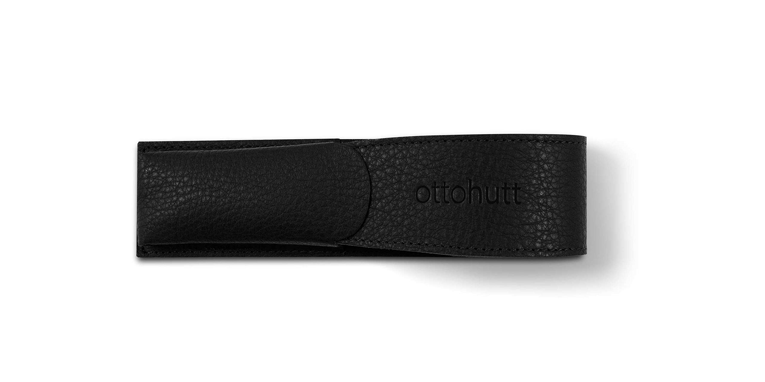 

Карандашница Otto Hutt, вмещает 2 шт., воловья кожа, черная, ручки, 156-61937