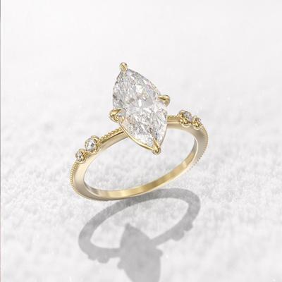 Bijoux, Bague Zircon Oeil de Cheval Classique Sertie Main Quatre Griffes Cadeau de Saint-Valentin Pour Femmes Fête Qixi