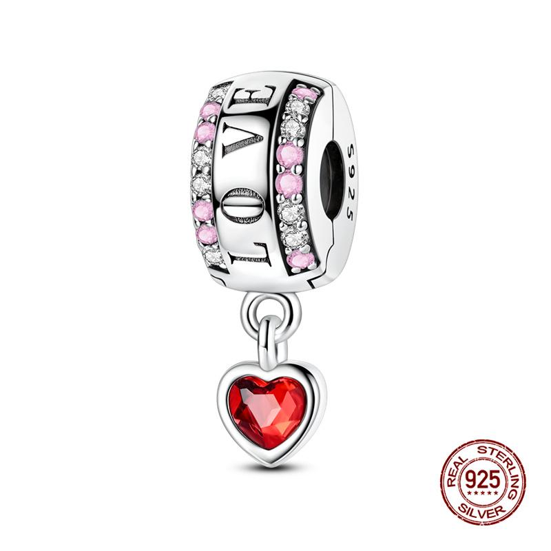 New In Original Charms Copper Cute Panda Holding Heart-Shaped Charms Beads Fit 3Mm Original Bracelet Women Diy Jewelry Gifts