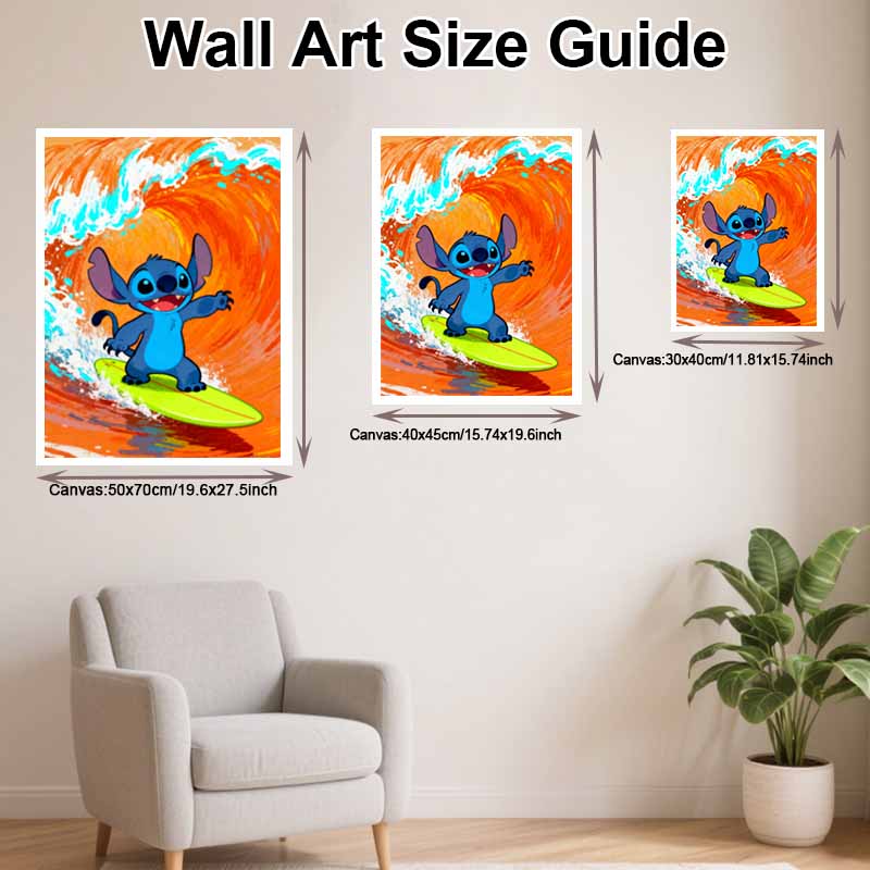 Disney 5d Diamond Painting, Stitch Surfing Diamond Art Painting Diy Handmade Sticker Gift, Home Decoration Painting