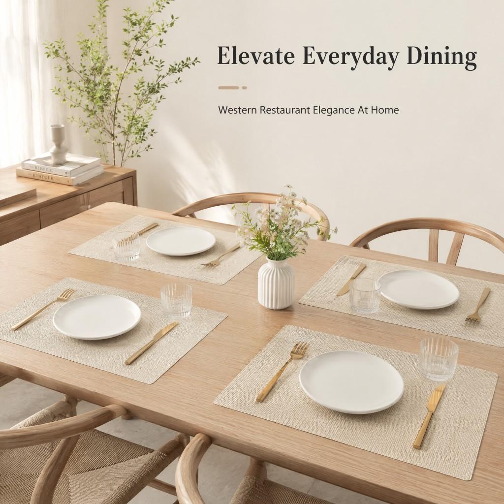 8PCS square simple PVC tableware high-end western restaurant tablecloth placemat linen 30 * 45cm
