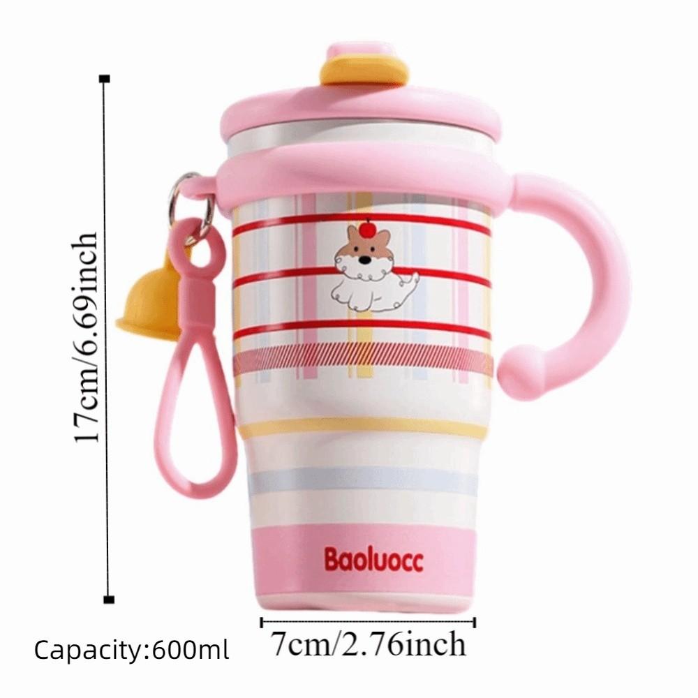 Creative Thermal Water Bottle 600ml Drinking Straw Cup Fashion Outdoor Insulated Mug  Household