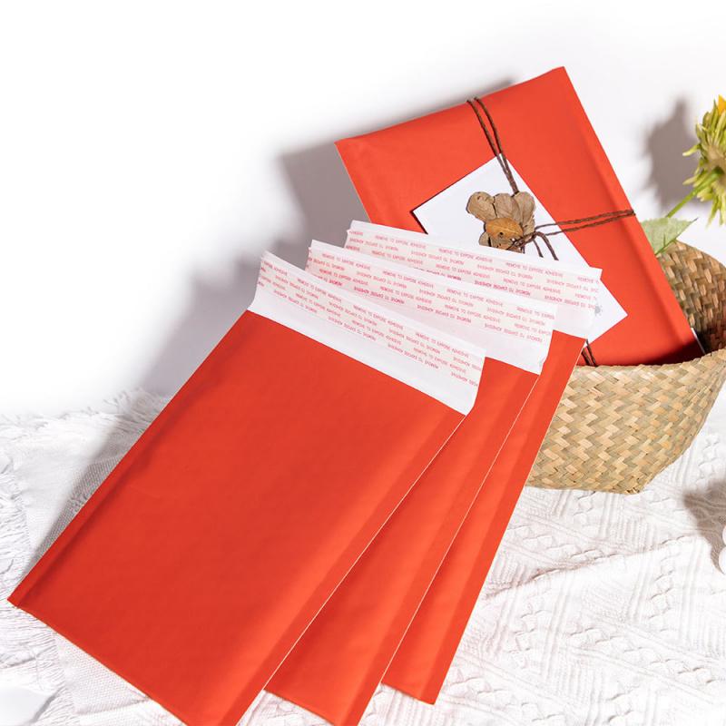 10PCS Red Waterproof Kraft Paper Bubble Mailer Express Clothes' Packaging Foam Self-Adhesive Envelope Bag