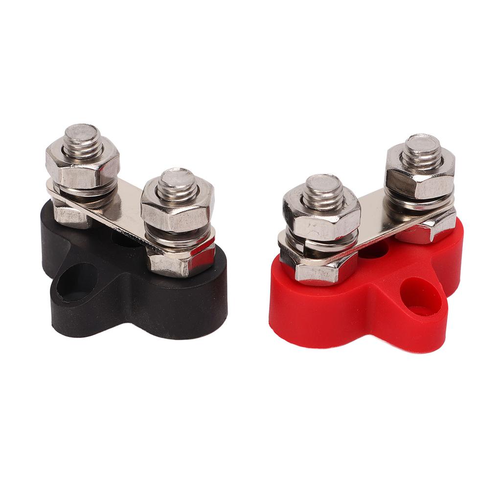 1 Pair 48V Battery Power Stud Stainless Steel Post Bus Bar Terminal Block for Truck RV Boat 1 4in
