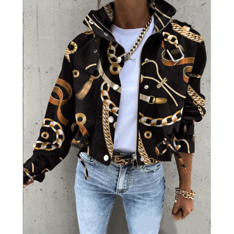 Dámská evropsko-americká motocyklová bunda 2024: Podzimní/zimní krátký kabát