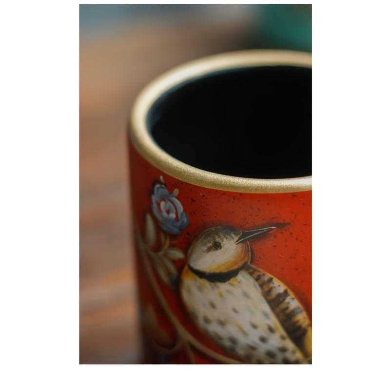 1pc Decorative Ceramic Storage Jar with Lid, Bird Design, Food-Safe Porcelain Tea/Coffee Canister