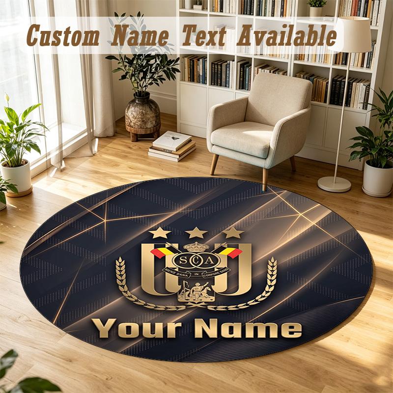 Round Rug Custom NameAnderlecht FC Pattern Non Slip Carpet Home Floor Decor