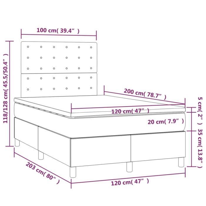 3142083 vidaXL Divan Bed with Mattress Black 120x200 Cm Fabric