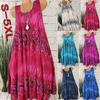 Comfortable Plus Size Women's Summer Sleeveless Floral Print Midi Dress For Casual Beach Wear