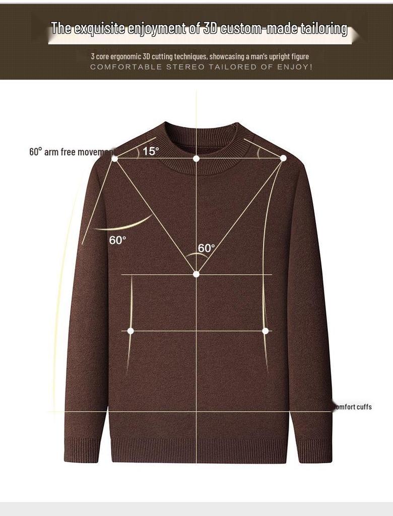 Men's Velvet Wool Sweater - 2024 Autumn/Winter Half-High Collar Luxury Style