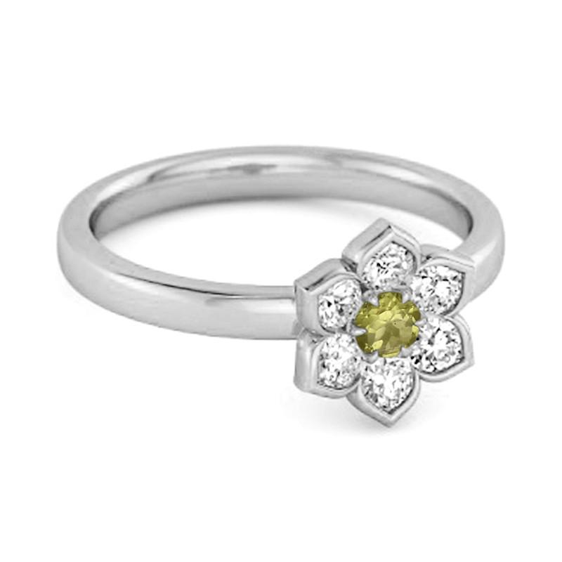 Peridot Floral Cluster Ring - Sterling Silver