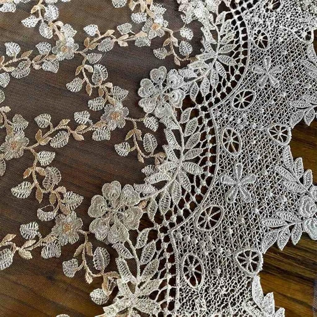 Vivienne Rose Tefleur Series Lace Embroidered Table Center White WK2348N2 Runner/Table (143cm Round, & Pink)