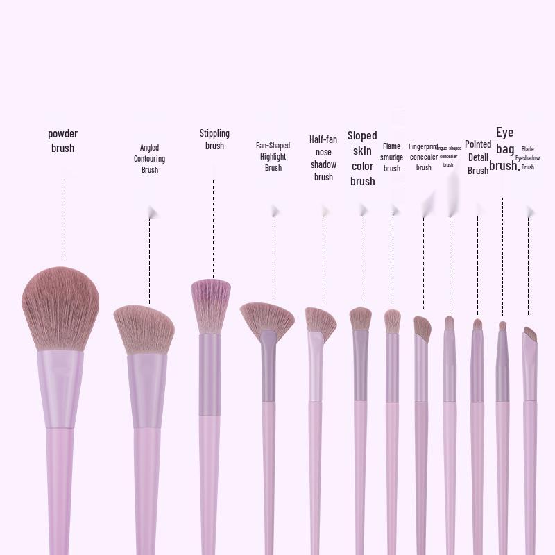 Cai Shi Lan 10/12-Piece 3.0 Three-Color Makeup Brush Set - Soft Bristles for Blush, Powder, and Contour.
