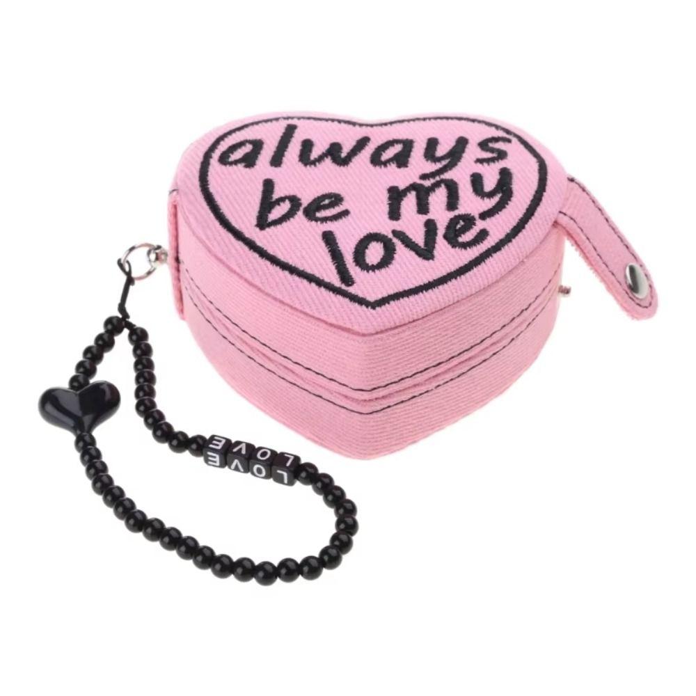 Heart Shaped Jewelry Ring Storage Box Embroidered Jewelry Holder Portable Mini Jewelry Box Gift