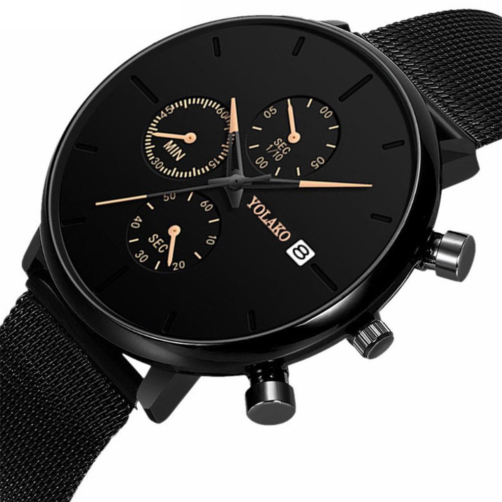 Men's Watches, Stylish Quartz Watches, Mesh Stainless Steel Watches, Waterproof Chronograph Watches With Automatic Date, Men's Stylish Casual Watches