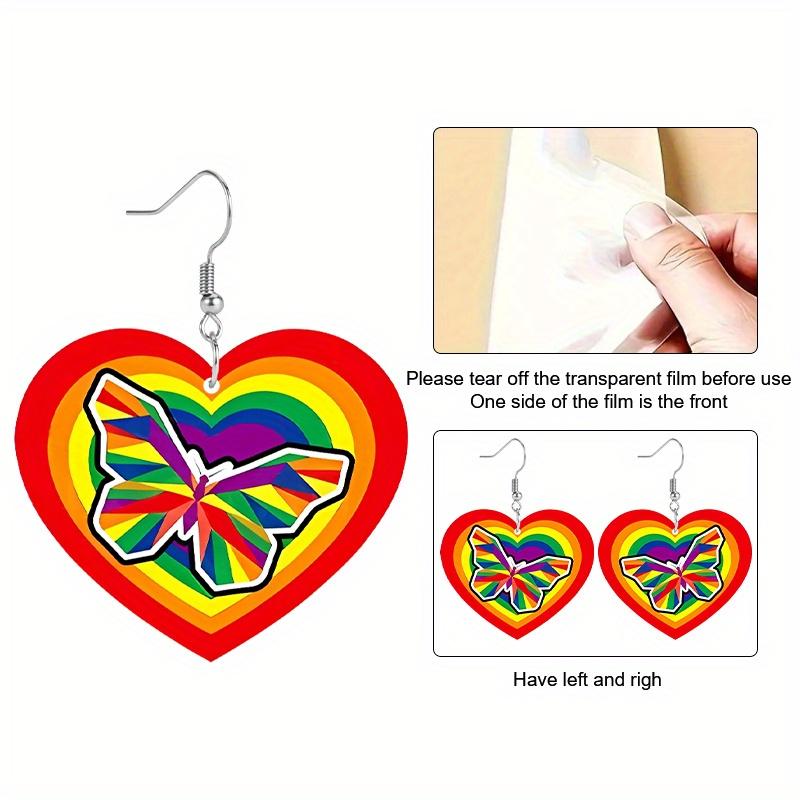 2D Flat Pride Earrings Rainbow Heart Earrings Acrylic Earrings Fashion Jewelry Elegant Earrings Party Earrings Holiday Gift for Friends Party Favor