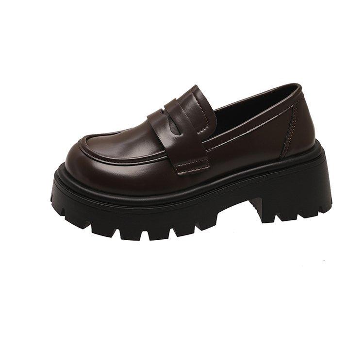 

Туфли Lefou на толстой подошве, женские, сотни грубых туфель в стиле колледжа, на одну ногу, со стременем и юбкой, маленькие кожаные туфли 40 коричневый