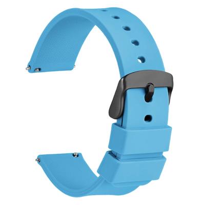 Kautschukarmband aus Silikon, 14 mm, wasserdicht, Ersatzarmband für Uhren, Schnellverschluss, Gummi-Uhrenarmbandschnalle [WOCCI], Blau/Schwarz