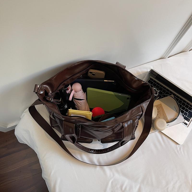 Geantă de umăr de mare capacitate, geantă de călătorie din piele moale, geantă tote pentru femei