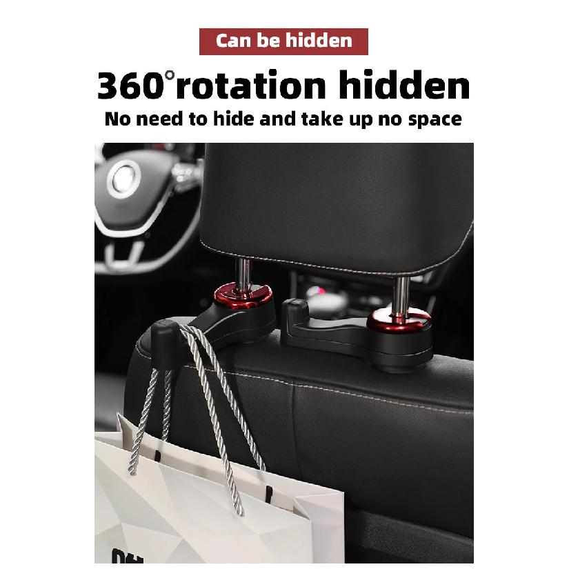Car seat hook with phone holder, multifunctional and hidden 2-in-1 car seat hook with phone holder, universal rear headrest hook