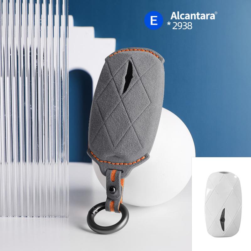 Car Key Case Cover Holder Key Buckle Alcantara Suede For For Genesis Gv60 Gv90 G90 Keychain Accessories