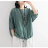 Summer Women's Drawstring Round Neck Loose Oversized Casual T-shirt for Women