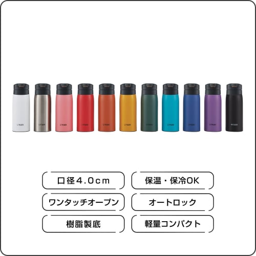 [WEB Exclusive] Tiger Thermos (TIGER) 350ml Water Bottle, Hot Water Compatible, One-Push Stainless Steel Bottle, Easy To Use with One Hand, Keeps Hot