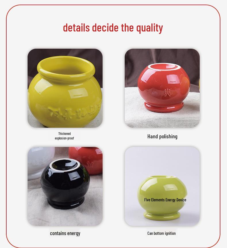 Home Ceramic Cupping Set for Meridian Dredging & Health - Five Elements Energy Jar with Negative Ions