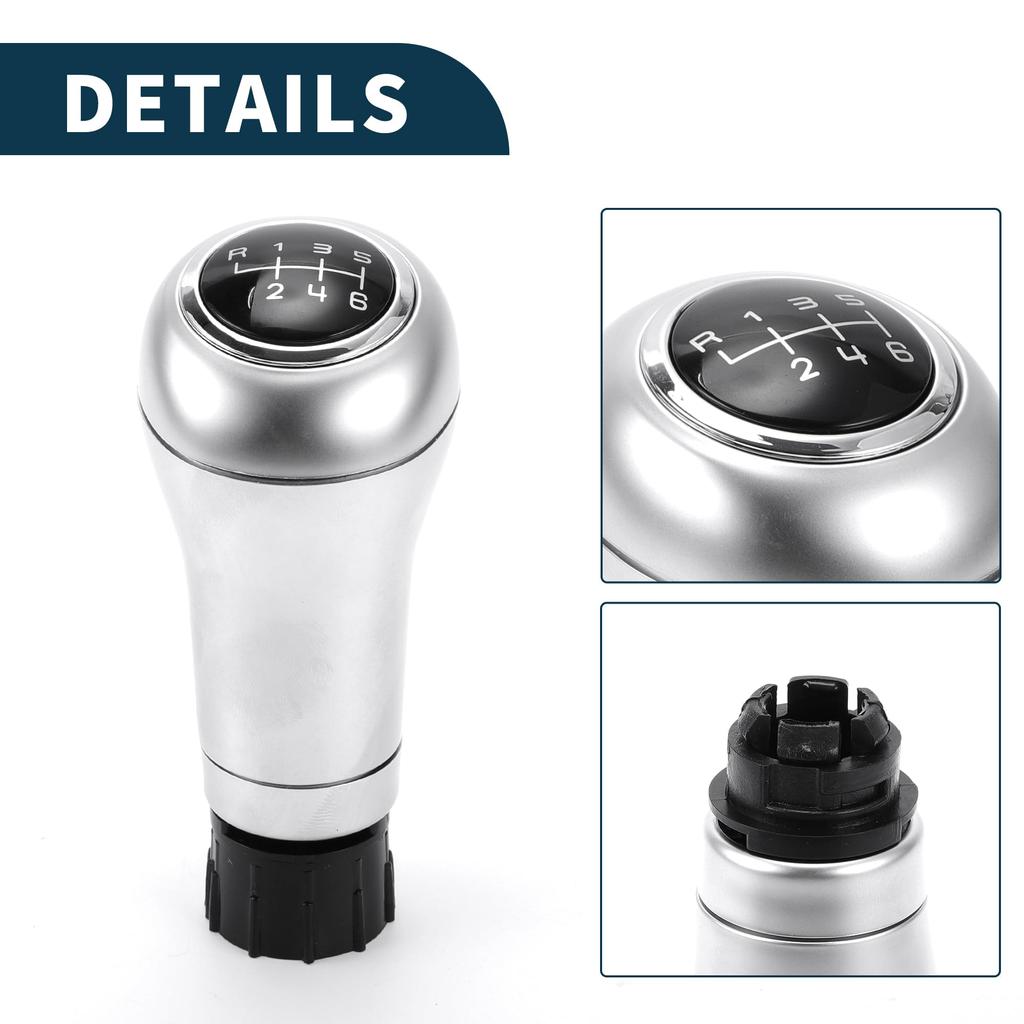 TUCKBOLD Manual Gear Shift Knob for Black Silver 1pc 6-Speed Mercedes-Benz C-Class 2000-2014, Tone,