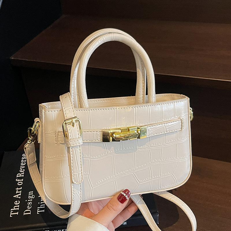 Spring and Summer Hot Sale Niche Simple Stone Pattern Texture Portable Small Square Bag Women's Casual Versatile Commuter Light Luxury Messenger Bag