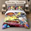 Chainsaw Man 3Pcs Bedding Set, Personalized Custom Name Text, 1 Duvet Cover & 2 Pillowcases For Bedroom