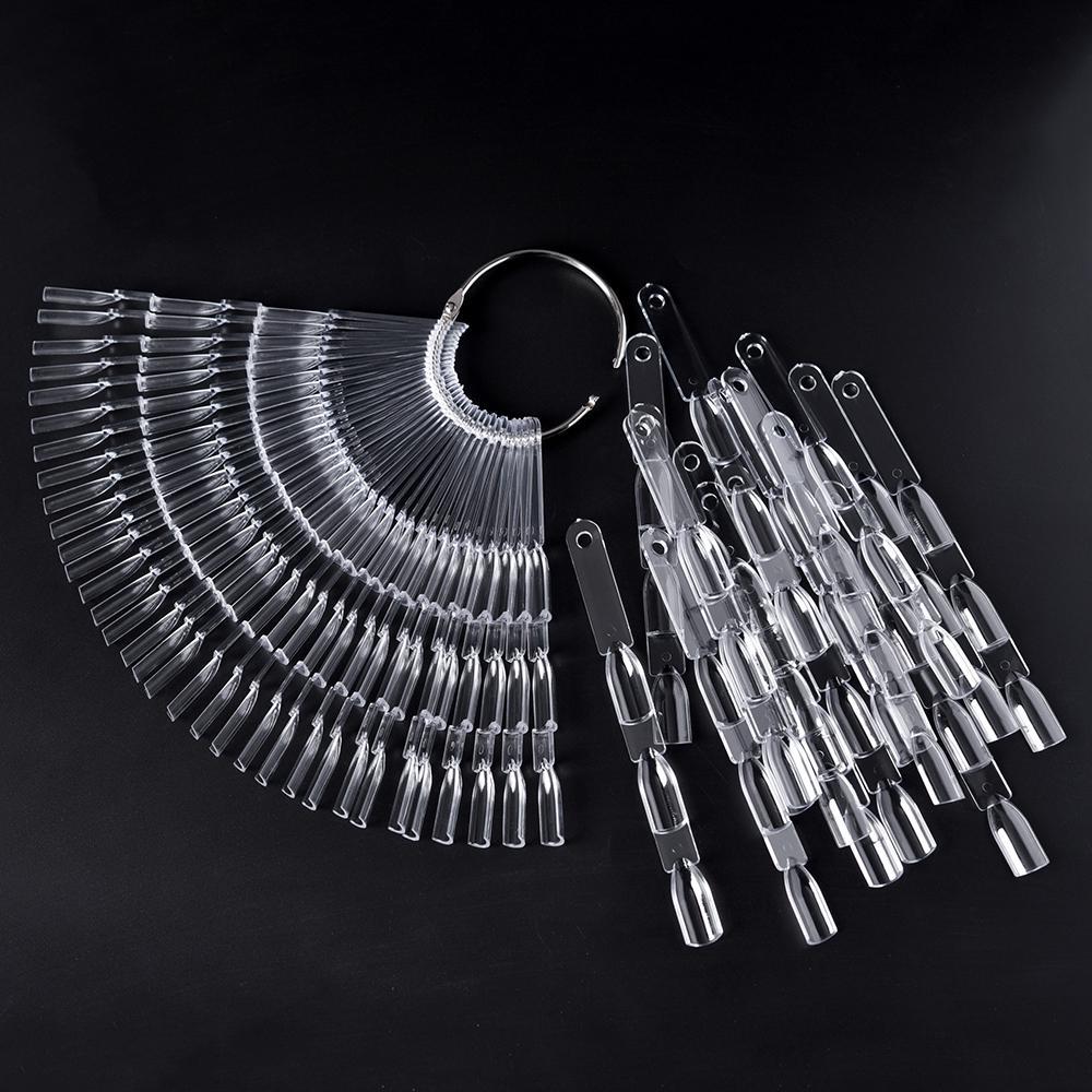 KADS 150 Tips Fan-shaped Color Chart Nail Art Display Black False Acrylic Fake Tips For Gel Polish