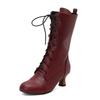 Lace-Up Mid-Boots Knight Boots Martin Boots Thick Mid-Heel Casual Boots 40-50 Plus Size Boots
