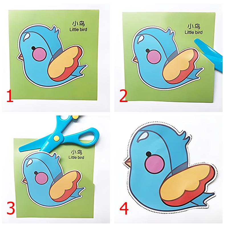 48/96Sheets Paper Cutting Set Colorful Paper Cutting with Scissors DIY Handmade Cognition Animal Fruits Paper HandCraft Gift ZYF