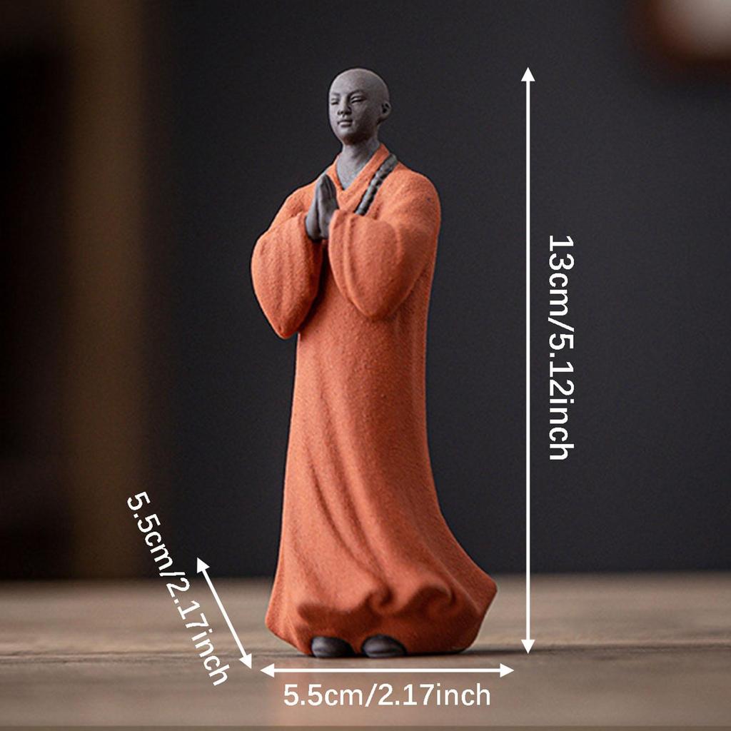 Chinese Buddha Statue Monk Figure Tea Pet Stylish and Elegant Home Decoration Monk Figurine for Business Car Living Room Yard