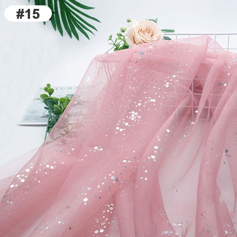1.6x1M Soft Glitter Galaxy Silver Dot Sequins Tulle Fabric for Dress Shirts Decor Sewing Material Red Blue White Pink Black
