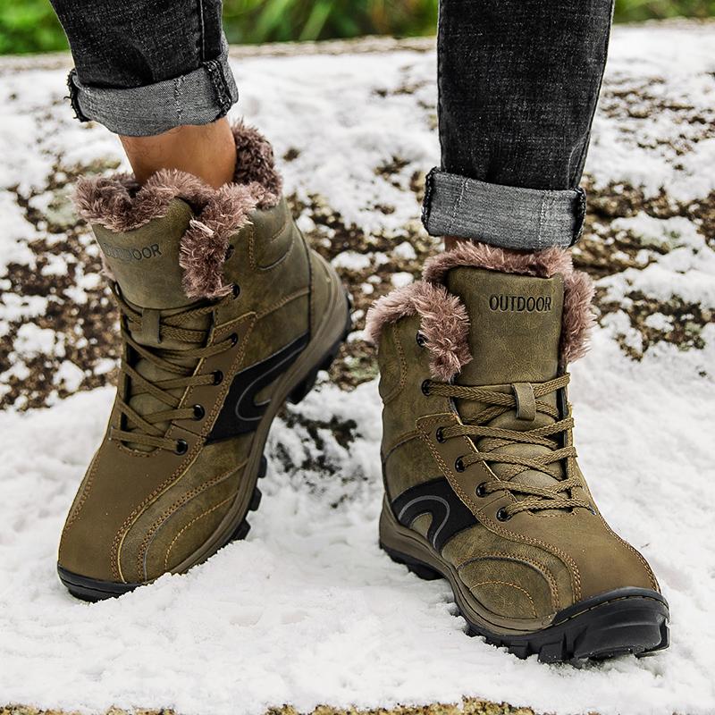 Pánské zimní boty do sněhu Teplé pánské turistické boty vysoce kvalitní kožené vysoké boty velké velikosti pánské boty outdoorové tenisky
