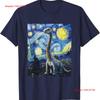Brachiosaurus Dinosaur Dino Van Gogh Style Starry Night T Shirt Vintage Washed Designer Clothes Top For Everyday Wear Unisex