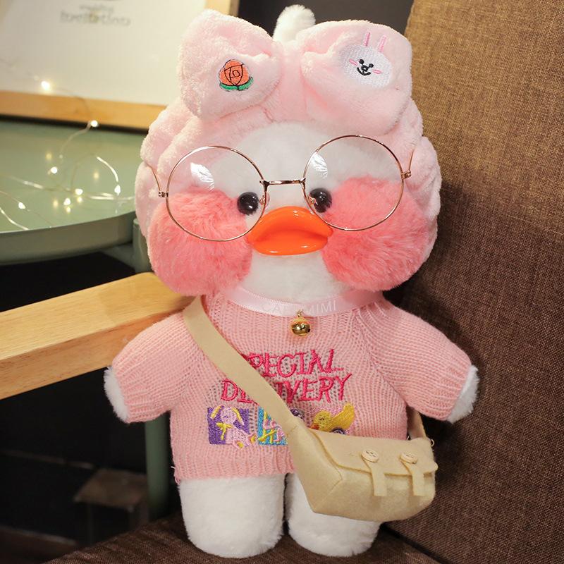 30cm Cartoon Cute Duck LaLafanfan Cafe Duck Plush Toy Stuffed Soft Kawaii Duck Doll Animal Pillow Birthday Gift for Kids Children