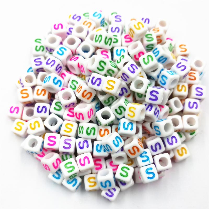 100 Pcs 6mm Acrylic Cube 26 Letters/Alphabet Colorful Loose Beads DIY Jewelry