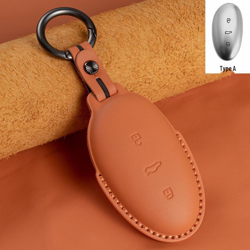 

Feifan R7 2022/23 Genuine Leather Car Key Cover - High-End Cowhide Shell оранжевый