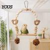 Wooden Blocks Bird Chew Toy Parrot Swing Perch, Toy, Beaded Arch Play Gym with Bells or Pine Cones, Cage Accessories for Parakeet Cockatiel