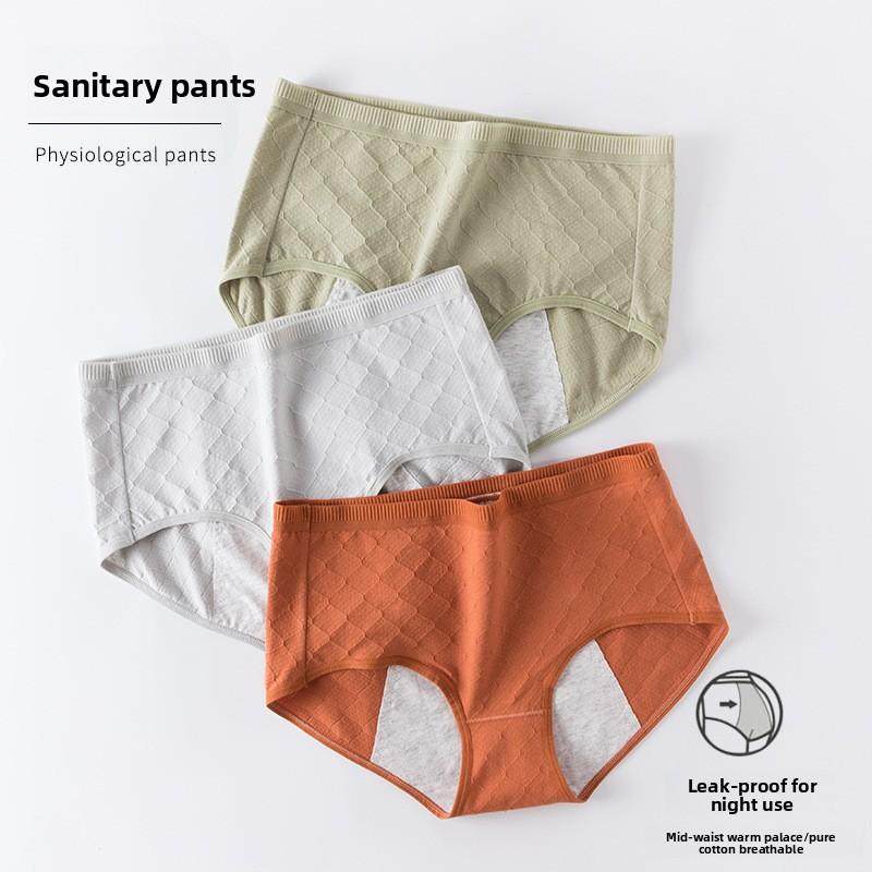 Female Spring and Autumn Cotton Anti Bacterial Leak Proof Physiological Period High Waist Triangle Underwear