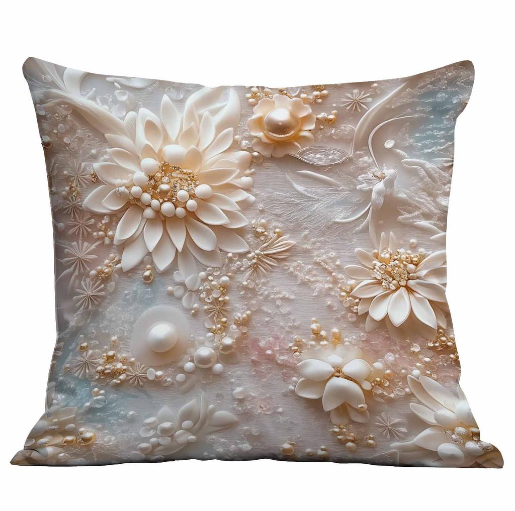 Spring and Summer 3D Floral Print Pillowcase Home Sofa Cushion Pillowcase